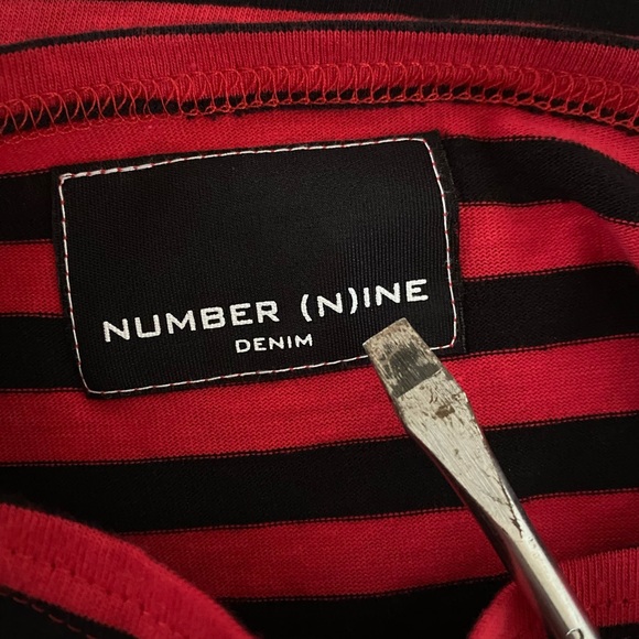 Number (N)ine Red and Black Striped T-Shirt - Picture 3 of 5